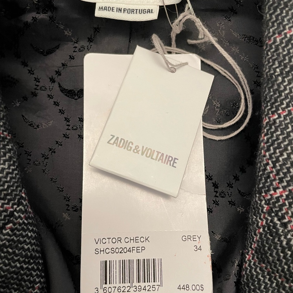 Brand new w/ tags! Zadig & Voltaire Victor Jacket Size 34 Wool Blend Blazer $448 - Picture 6 of 6